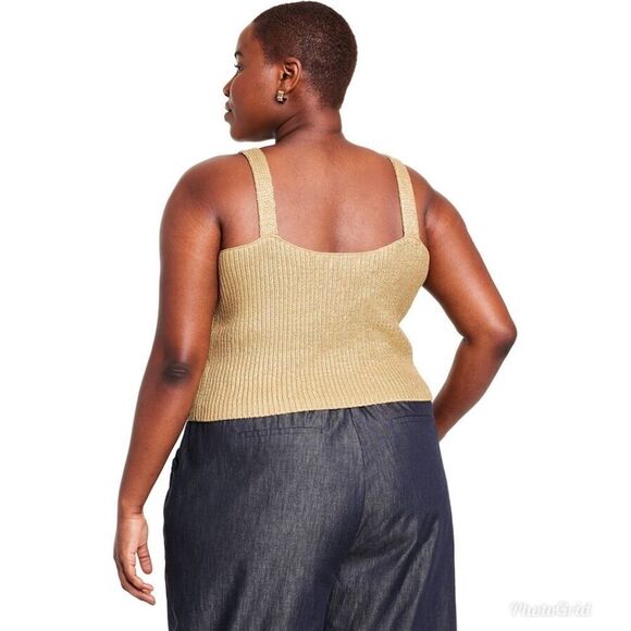 Kika Vargas x Target Gold Metallic Cable Knit Tank Top Sweater Womens Plus 3X - Picture 4 of 12